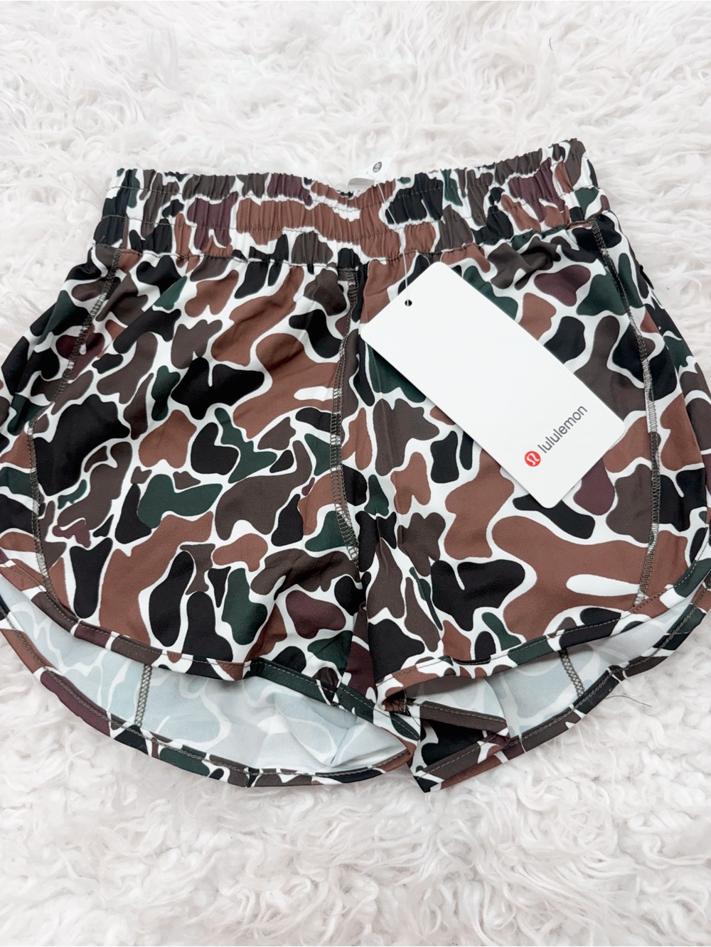 lululemon athletica kids Camo Athletic Shorts - Brown/Green/Black/White size 8/9
